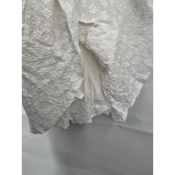 Sabo Luxe Mini Dress Women 4 White Ruffle Textured Floral Peasant Milkmaid - Picture 8 of 10